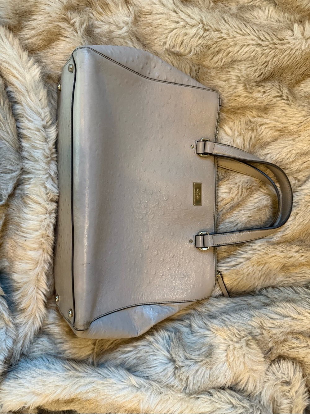 kate spade Light Taupe Faux-Ostrich Structured Tote